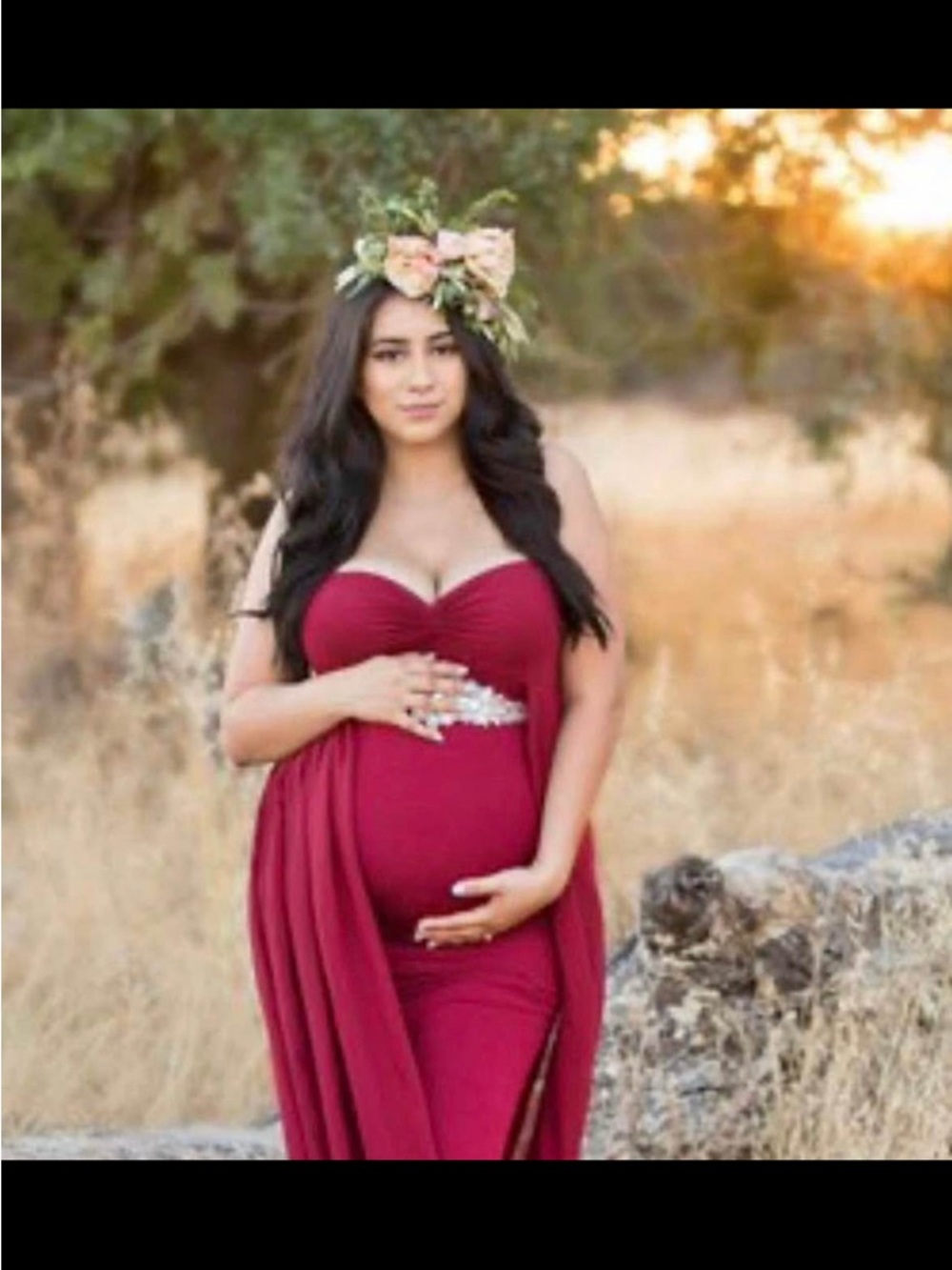 🤰🏻Strapless Red Maternity photoshoot Gown